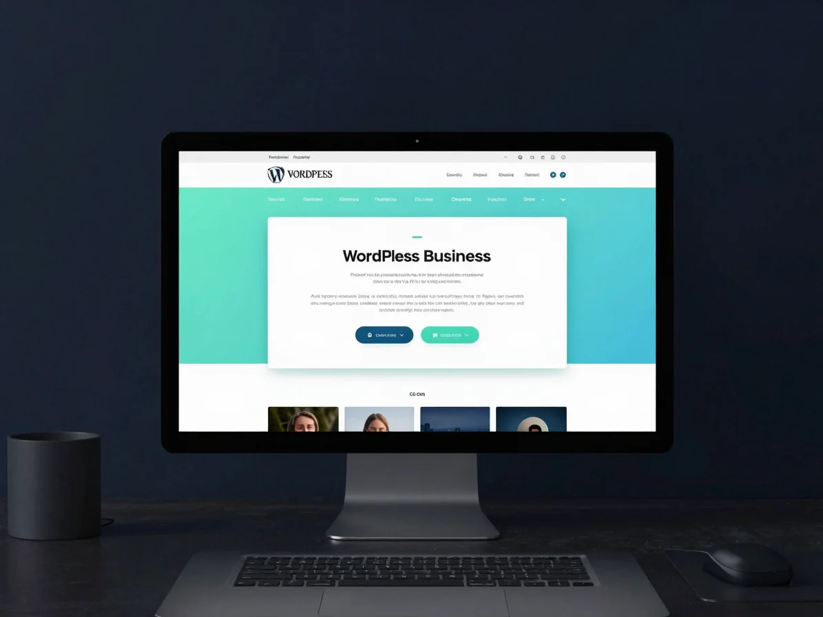 Clean desktop screen showing a responsive WordPress business webs